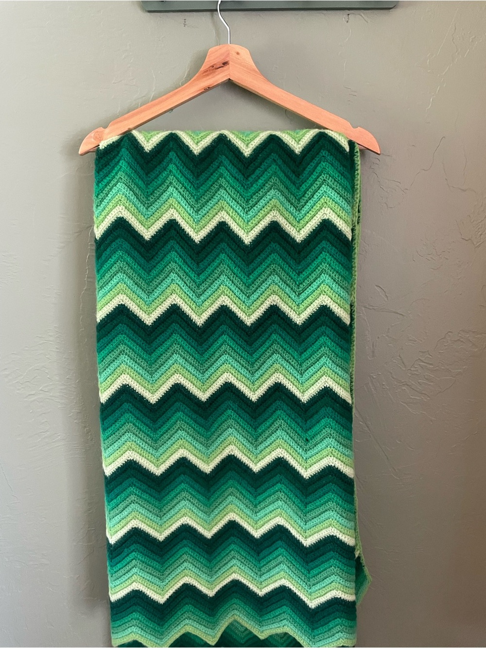 Green Chevron Crochet Throw Blanket
